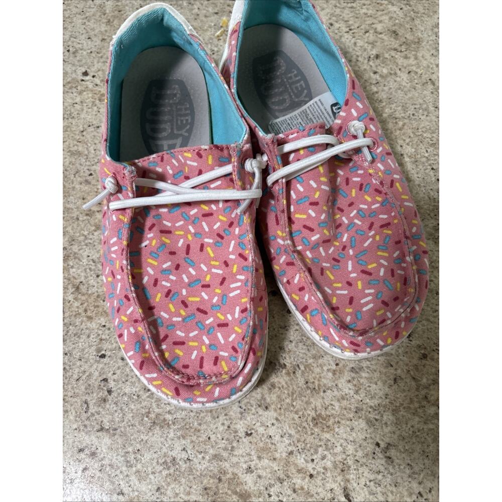 🧁 Hey Dude Wendy Youth Pink Sprinkles - Slip On Shoes - Kids Y3- 🧁